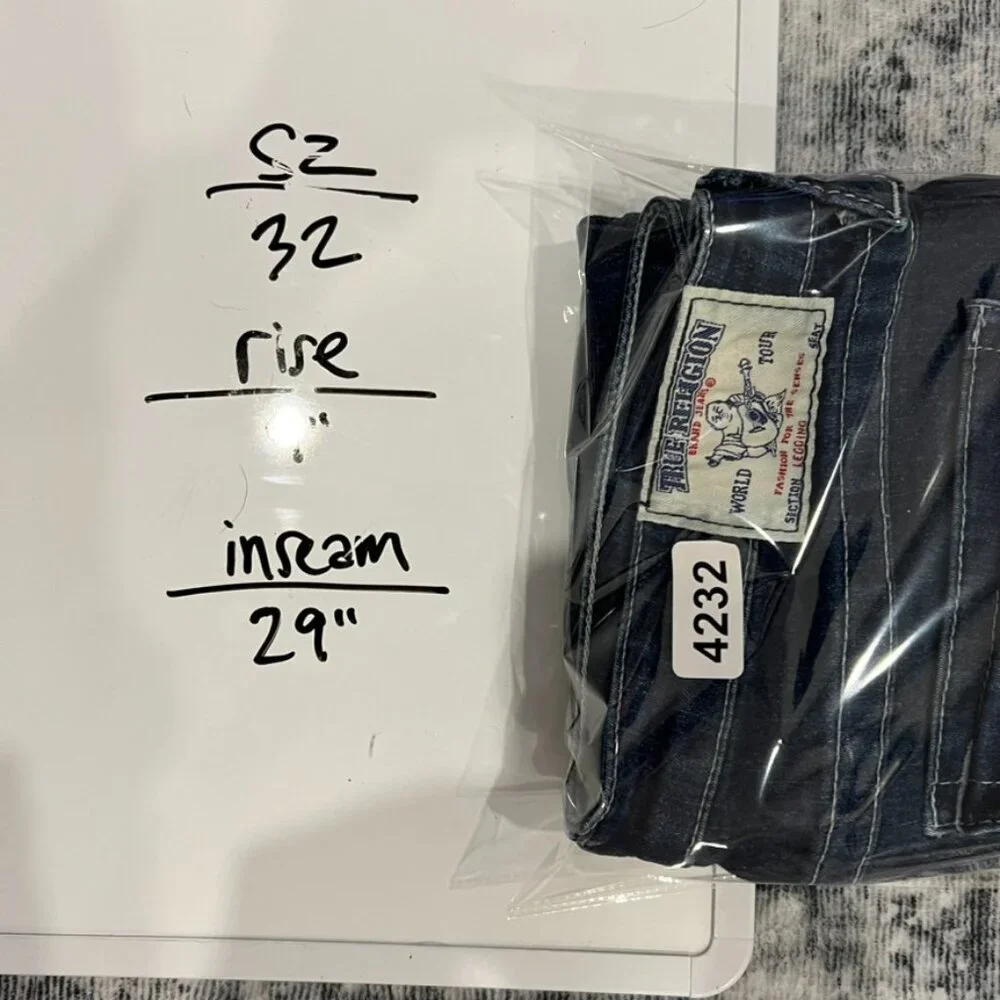 True Religion Jeans 32x29 Denim Legging Jegging White Stitch FLap Pocket - Picture 11 of 11